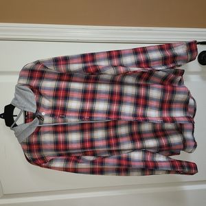 Zman hooded slim fit flannel shirt